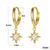 925 Silver Star Cross Geometry Hoop Earrings Crystal Piercing Jewelry