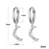 925 Silver Star Cross Geometry Hoop Earrings Crystal Piercing Jewelry