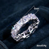 925 Silver Triangular Zircon Ring, Aaa Zircon Crystal, Engagement Jewelry