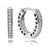 925 Silver Heart & Crystal Hoop Earrings Wedding Jewelry