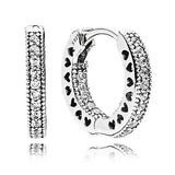 925 Silver Heart & Crystal Hoop Earrings Wedding Jewelry