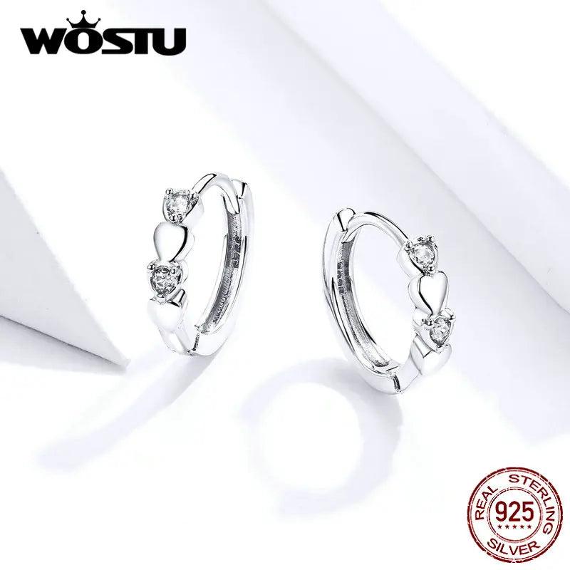 925 Silver Hoop Earrings Heart Shaped Wedding Party Gift FIE777