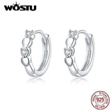 925 Silver Hoop Earrings Heart Shaped Wedding Party Gift FIE777