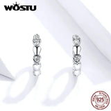 925 Silver Hoop Earrings Heart Shaped Wedding Party Gift FIE777