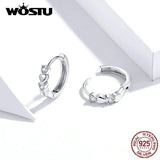 925 Silver Hoop Earrings Heart Shaped Wedding Party Gift FIE777