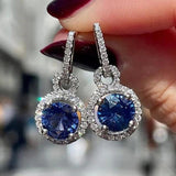 Lab Sapphire Dangle Earrings 925 Sterling Silver Wedding Drop Earrings
