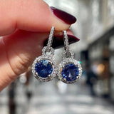 Lab Sapphire Dangle Earrings 925 Sterling Silver Wedding Drop Earrings