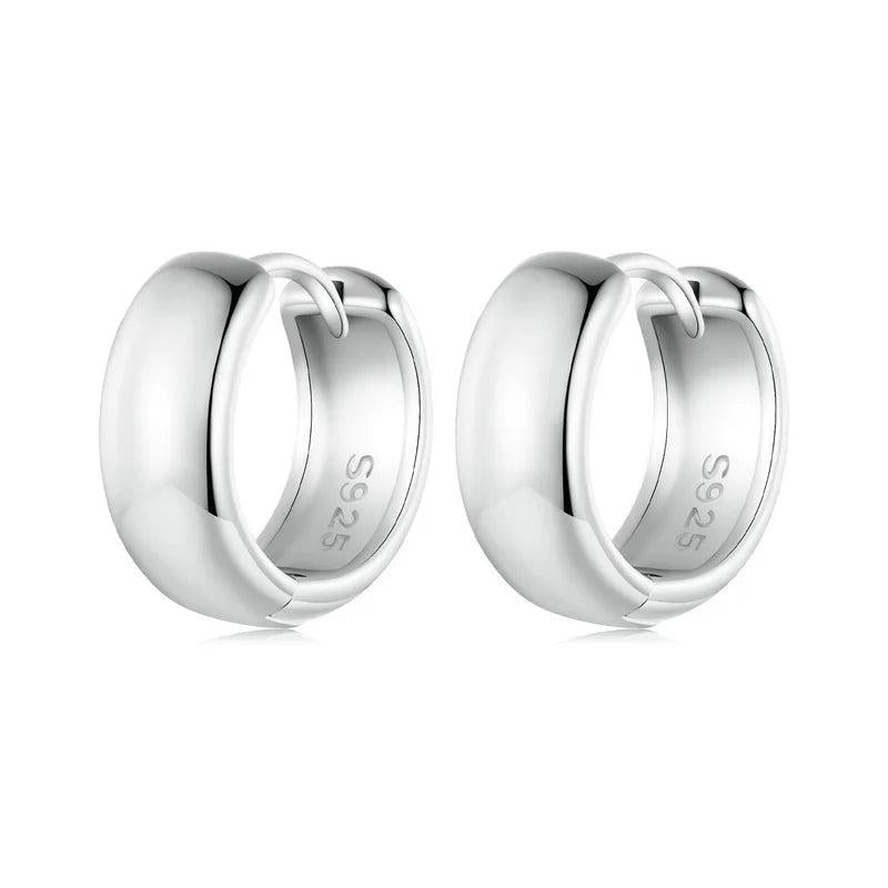 925 Silver Hoop Earrings Platinum Plated Ear Buckle