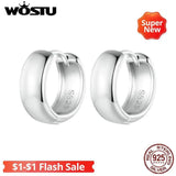 925 Silver Hoop Earrings Platinum Plated Ear Buckle
