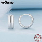 925 Silver Hoop Earrings Platinum Plated Ear Buckle