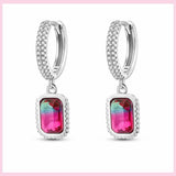 925 Silver Cat Footprint Pink Zirconia Earrings