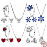 925 Sterling Silver Hearts Snowflake Jewelry Set for DIY