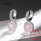 925 Silver Multicolor Square Earrings AAAAA Zircon Circle Earrings