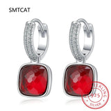 925 Silver Multicolor Square Earrings AAAAA Zircon Circle Earrings