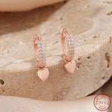 S925 Sterling Silver Heart-shaped Zircon Earrings