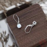 925 Silver Opal Earrings for Women - European Style Fashionable Round Earrings