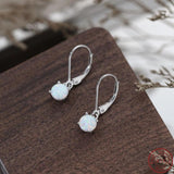 925 Silver Opal Earrings for Women - European Style Fashionable Round Earrings