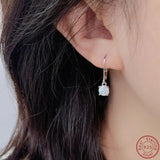 925 Silver Opal Earrings for Women - European Style Fashionable Round Earrings