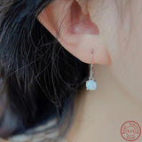925 Silver Opal Earrings for Women - European Style Fashionable Round Earrings