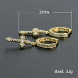 Zircon Cross Drop Earrings Vintage Silver 925 Jewelry Female Hoops Bijou