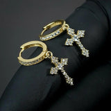 Zircon Cross Drop Earrings Vintage Silver 925 Jewelry Female Hoops Bijou