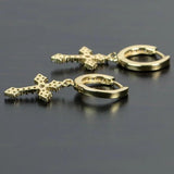 Zircon Cross Drop Earrings Vintage Silver 925 Jewelry Female Hoops Bijou