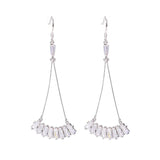 925 Silver Peacock Flower Earrings, Long Birthday Gift for Girlfriend