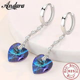 925 Silver Heart Crystal Zircon Earrings Wedding Jewelry