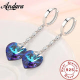 925 Silver Heart Crystal Zircon Earrings Wedding Jewelry