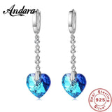 925 Silver Heart Crystal Zircon Earrings Wedding Jewelry