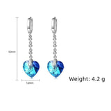 925 Silver Heart Crystal Zircon Earrings Wedding Jewelry
