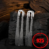 925 Sterling Silver Tassel Chain Earrings for Women