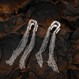 925 Sterling Silver Tassel Chain Earrings for Women