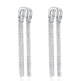 925 Sterling Silver Tassel Chain Earrings for Women