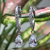 Lab Emerald Diamond Dangle Earrings 925 Silver Wedding Drop Earrings
