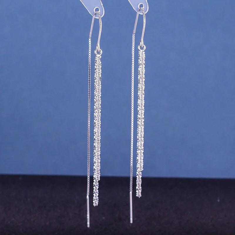 925 Silver Full of Stars Tassel Earrings for Women