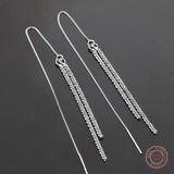 925 Silver Full of Stars Tassel Earrings for Women
