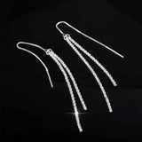 925 Silver Full of Stars Tassel Earrings for Women