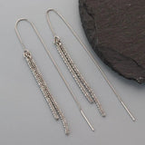 925 Silver Full of Stars Tassel Earrings for Women