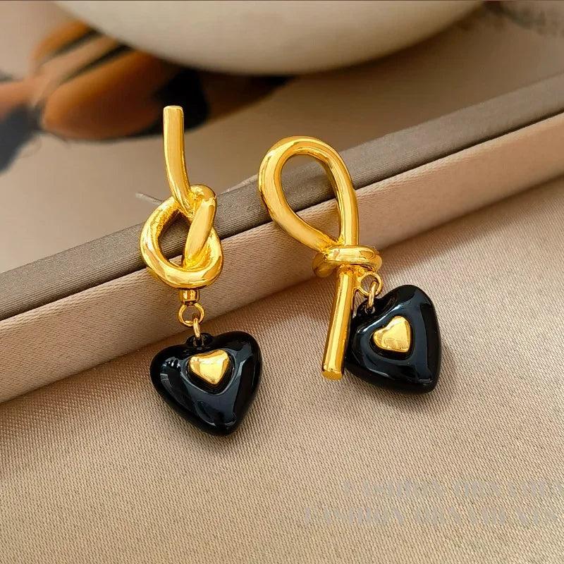 925 Silver Heart Asymmetrical Earrings For Women