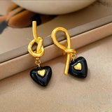 925 Silver Heart Asymmetrical Earrings For Women