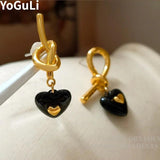 925 Silver Heart Asymmetrical Earrings For Women