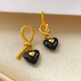925 Silver Heart Asymmetrical Earrings For Women