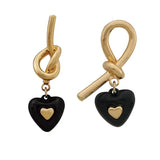 925 Silver Heart Asymmetrical Earrings For Women
