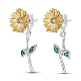 925 Silver Ocean Heart Daisy Moon Drop Earrings Women