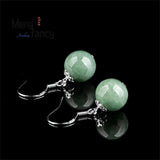 Jadeite Round Bead Earring S925 Silver Women's Charm Jewelry