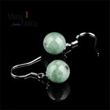 Jadeite Round Bead Earring S925 Silver Women's Charm Jewelry