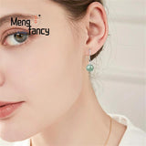 Jadeite Round Bead Earring S925 Silver Women's Charm Jewelry