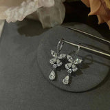 Flower Lab Diamond Dangle Earrings 925 Silver Wedding Drop Earrings