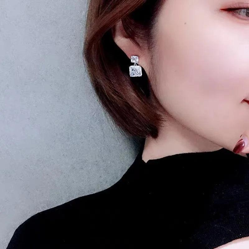 AAAAA Zircon Dangle Earring 925 Silver Drop Earrings